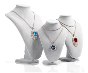 Quality Velvet Fabric Necklace Bust Display Stand Archaize Style MDF Inside Material wholesale