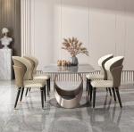 Rectangle Shape Assemble Marble Dining Table For Hotel Purpose