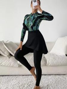 Quality Long Sleeved Trousers Muslim Swimming Costume Conservative Burkini Hijab Swimwear wholesale