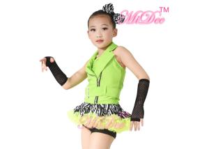 Quality Hip Hop Jazz Tap Costumes / Jazz Dance Outfit With Halter Vest / Zebra Skirt wholesale