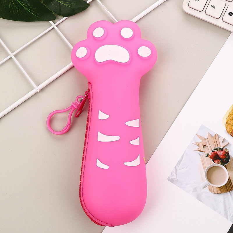 Silicone Pencil Case, Magenta-Pink Pencil Pouch, Pencil Case Small, Pencil Pouch Aesthetic