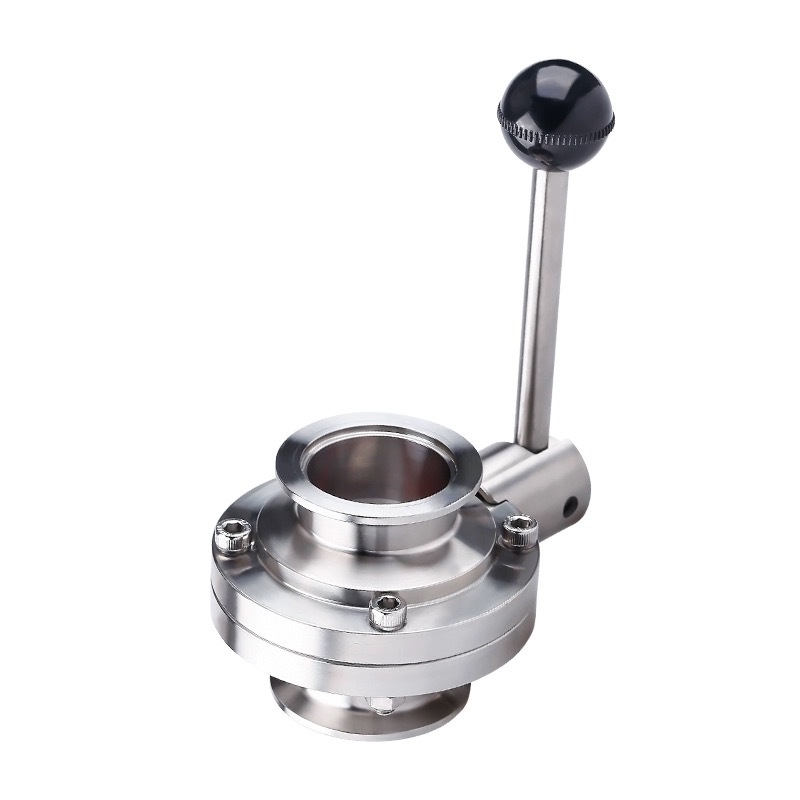 WZ Ss 304 316 Stainless Steel Valved Vacuum Tri-clamp Butterfly Valve for Pipe Lines