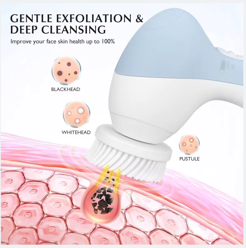 7 In 1 Electric Facial Cleanser Device Portable Spin Cleansing Facial Brush Deep Cleaning