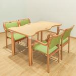 Square Wooden Table Set Wavy Dining Table Easy Maintenance
