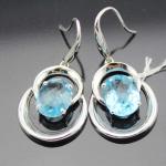 925 Silver 8x10mm Oval Amethyst Cubic Zirconia Dangle Earrings (PSJ03275)