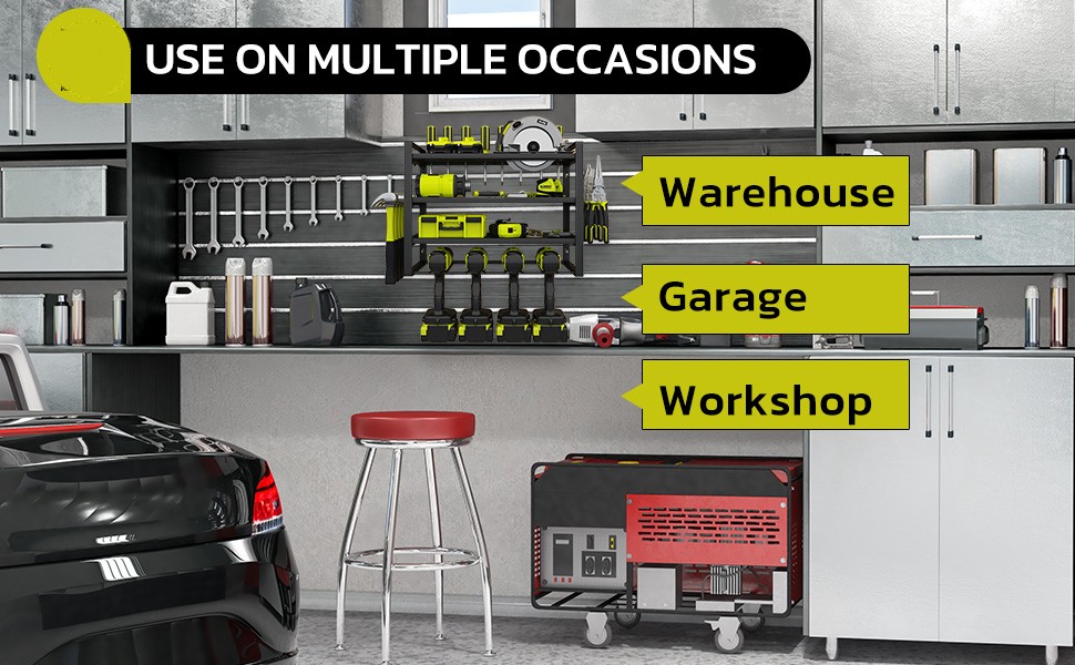 Pegboard Power Tool Organizer 4 Layers Garage Tool Organizers Storage Rack