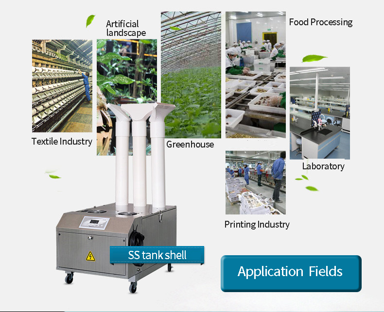 Fine mist Dust Supression air humidifier cost saving ultrasonic  industrial humidifier with three hose