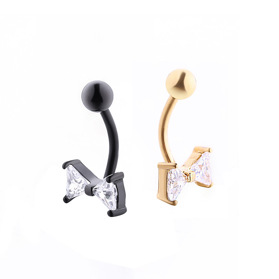 Internally Thread Prong Set CZ Belly Button Ring Dangle Body Piercing Jewelry Titanium