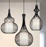 Black Chandeliers Iron Cage Hollow American Living Room Bar Decorative