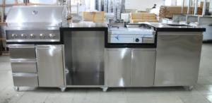 Quality Sliver Color Commercial Kitchen Equipments Gas Grill / 201# Stainless Steel Grill With Cabinet wholesale