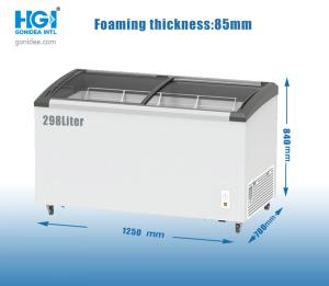 Quality Curved Glass Top Deep Chest Freezer Commercial 10.5 CUFT For Shopping Mall wholesale