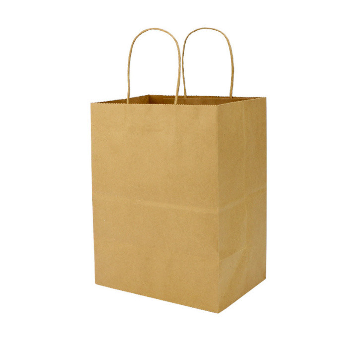 Brown Custom Logo Gift Shopping Kraft Paper Bag With Handle Coffee Delivery Bag