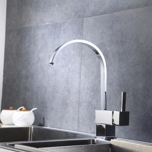 Quality Brass Square Single Handle Kitchen Faucet Mixer Chrome Matte Black wholesale