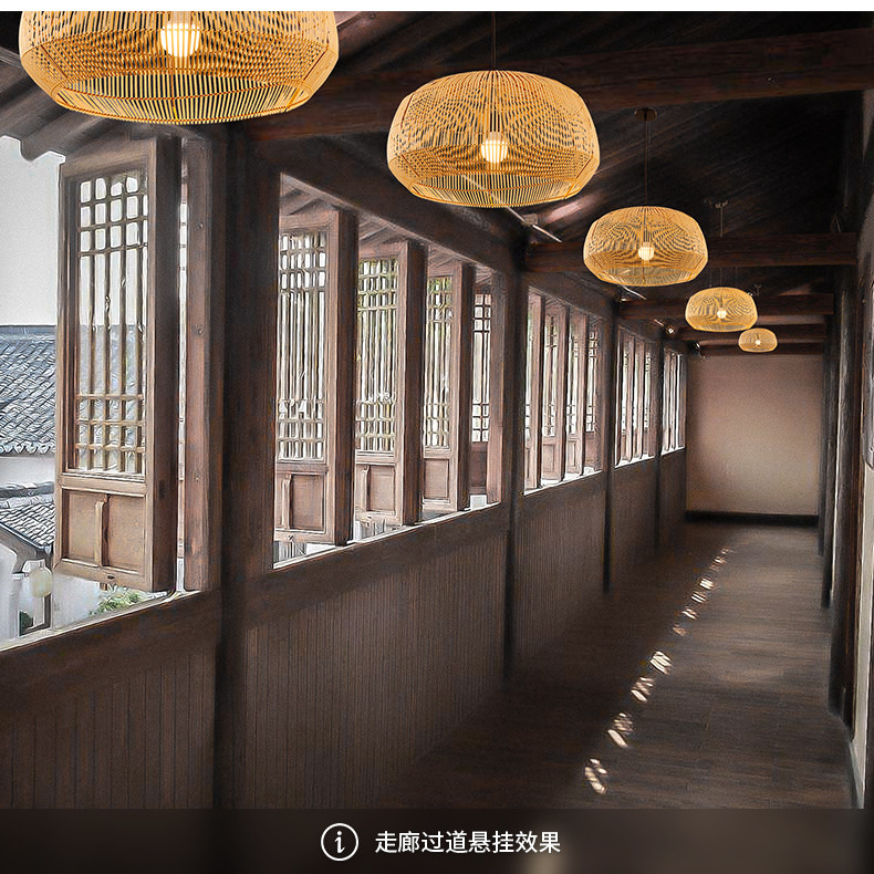 Vintage Chinese Style Pendant Light Bamboo Handmake Wicker Hanglamp(WH-WP-49)