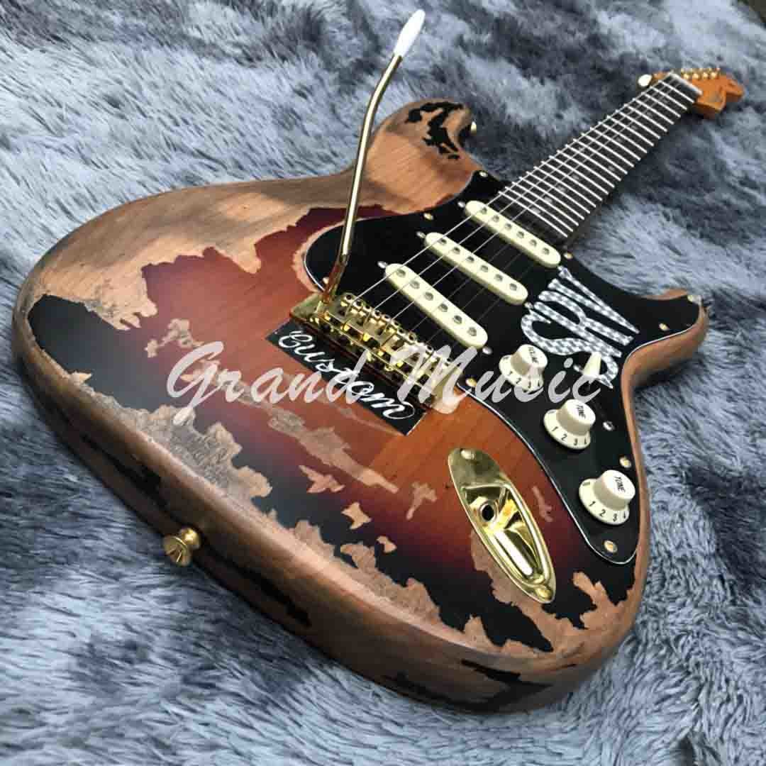 High Quality The new handmade remains ST SRV electric guitar,Do old electric guitar,Real photo,Free shipping