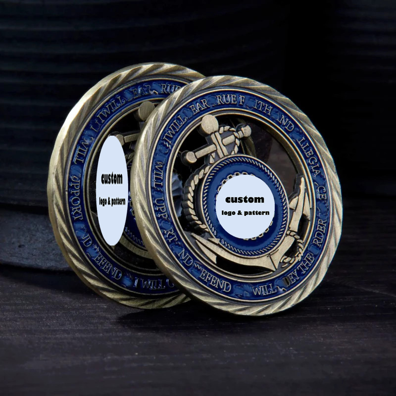 2D 3D Custom Logo Coins Soft Enamel Navy Commemorative Coins Customized