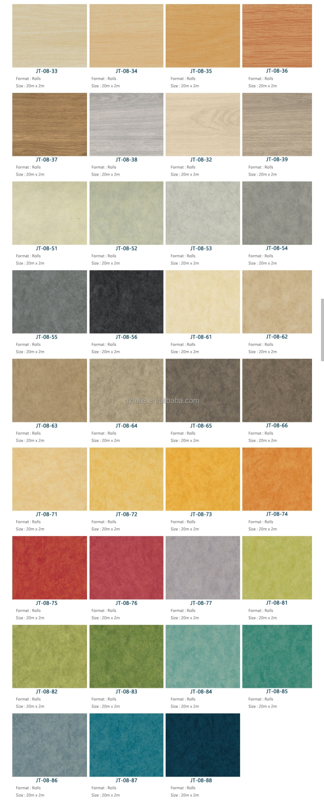 Relle Heterogeneous Vinyl Flooring 2mm Fireproof Commercial Vinyl Roll Flooring
