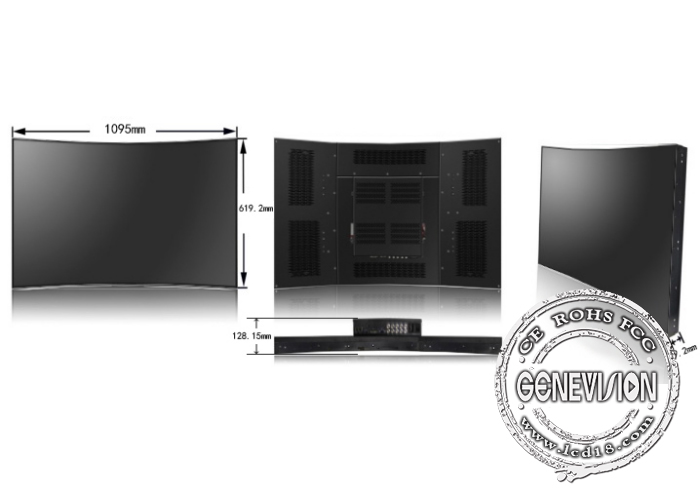 Curved Splicing Led Digital Signage Video Wall 49 Inch Narrow Bezel 9mm In 500cd / M2