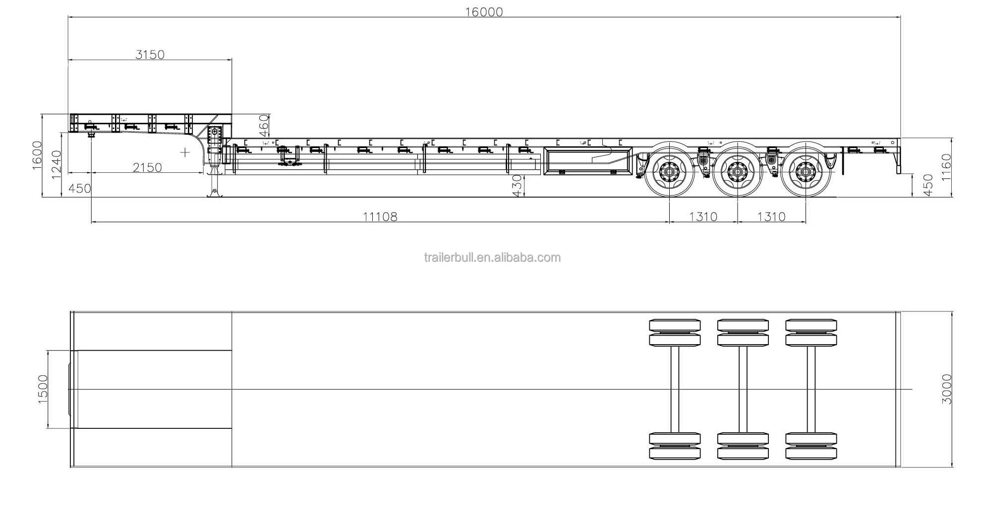 52ft Double Deck Flatbed Truck Semi Trailer for General Cargo and Pipe Transportation