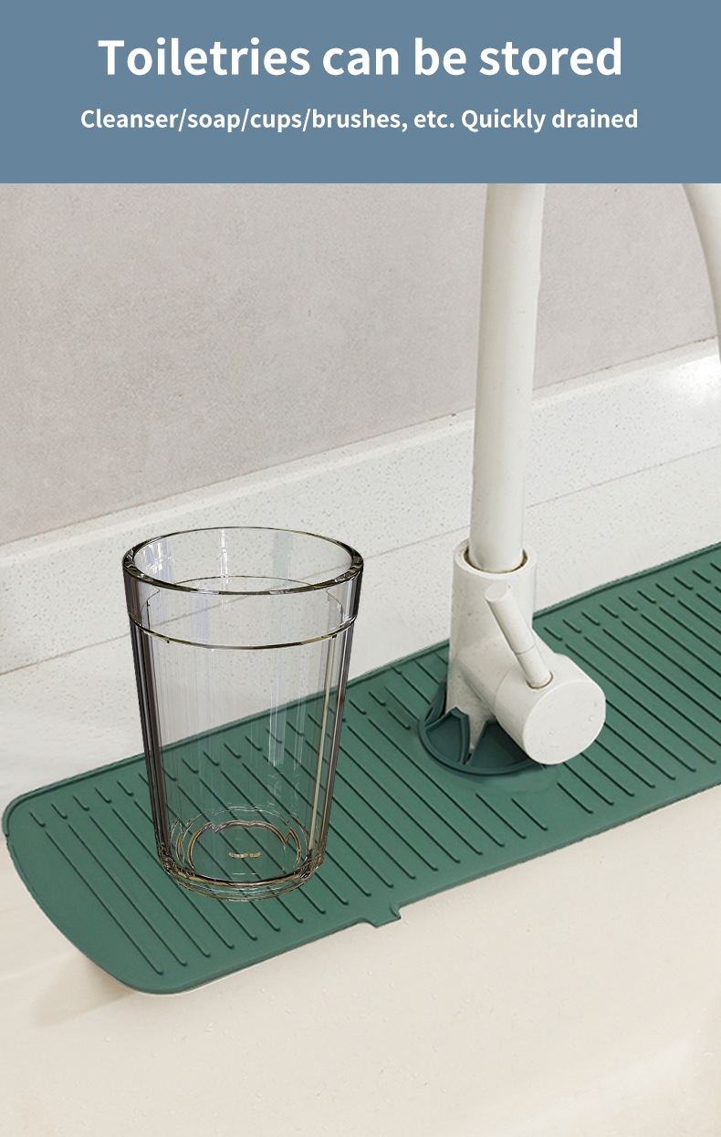Custom Size Silicone Countertop Drain Pad for Kitchen Bathroom Faucet Splash Guard Mat