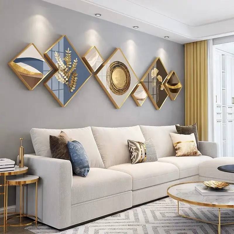Aluminum Frame Crystal Porcelain Painting Wall Art Japanese Style For Living Room Decor