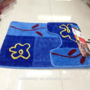 Quality Shaggy pattern polyester toilet mat set for bath wholesale