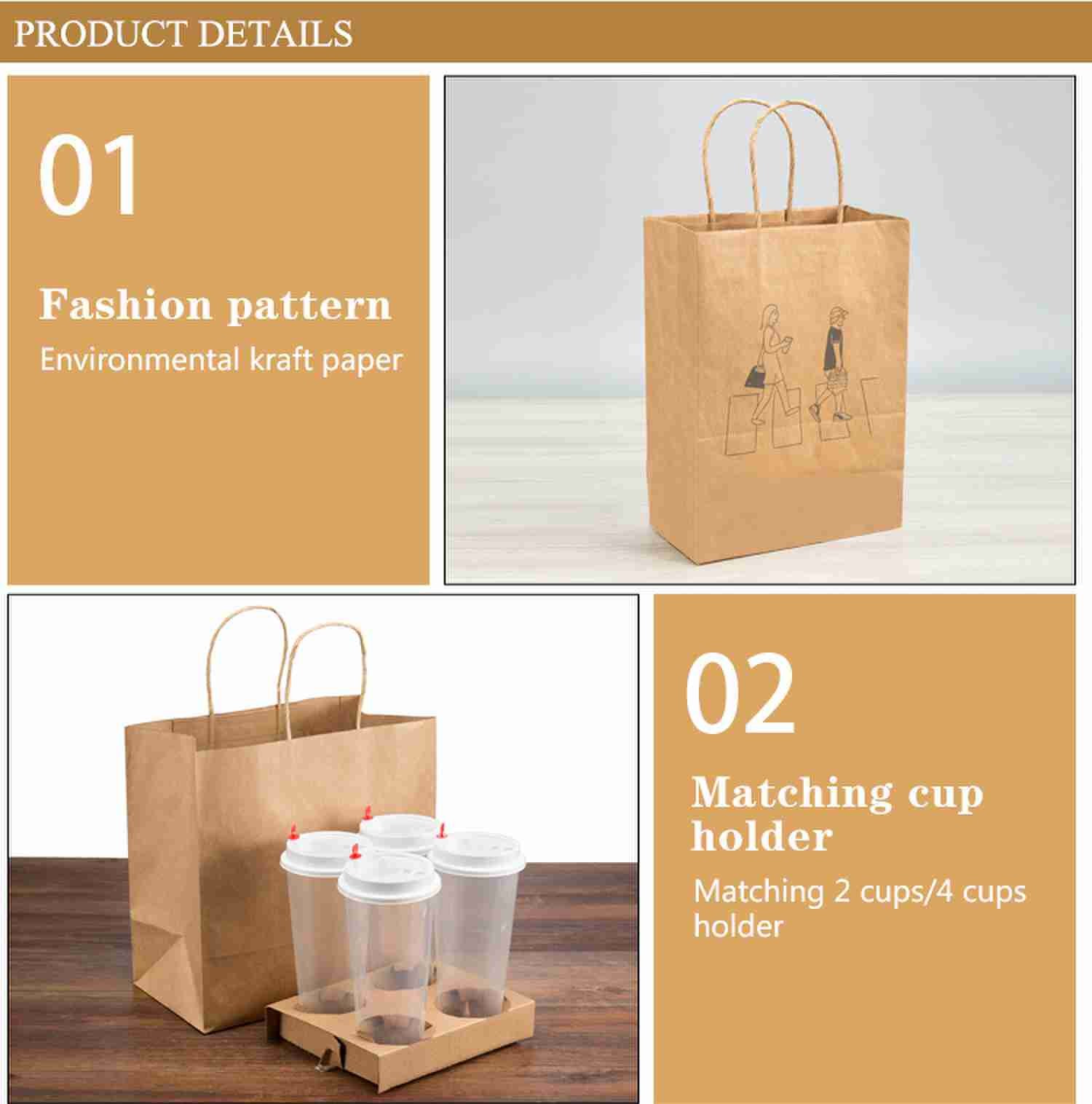 ROHS Christmas Brown Paper Grocery Bags Bulk Paper Bags With Handles CMYK printing