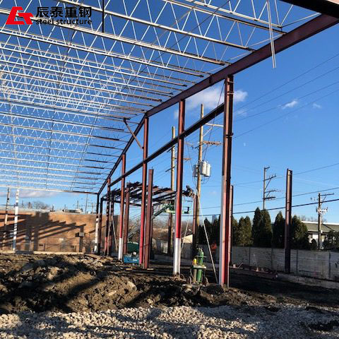 Galvanized Light Steel Structure Frame Workshop with Bridge Crane