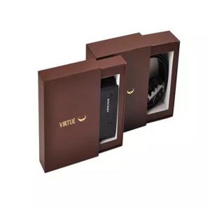 Quality bespoke coffee drawer wallet gift box leather belt sliding packaging box wholesale