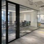 Aluminum Frame Office Partition Walls Black Thickness 100mm Glass Office Walls
