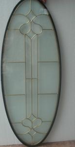 Quality low price oval decorative glass panel with brass caming wholesale