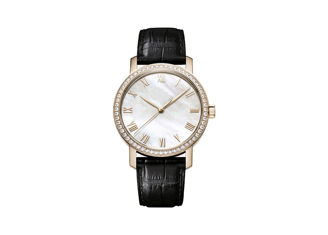 Quartz Movement Stones Gold Plated Womens Watches With 36mm Case Size