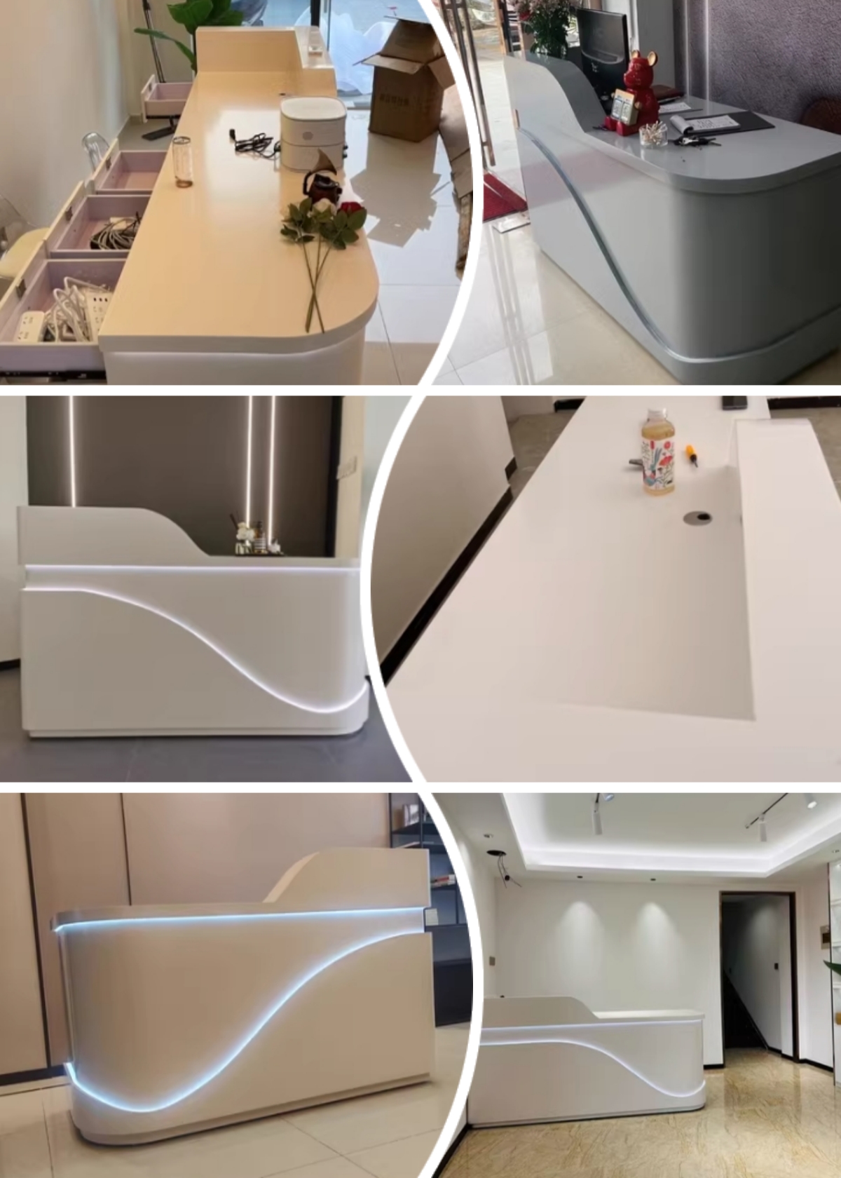 Modern Beauty Hospital Large Clinic Company Reception Counter with High Density Sheet