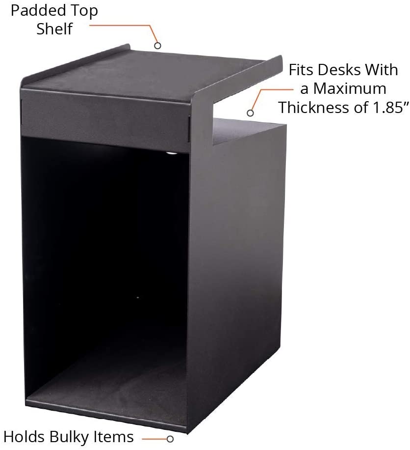 Black Hidden Solid Top Vertical Metal Hanging Underdesk Drawer Storage Organizer for Standing Desk