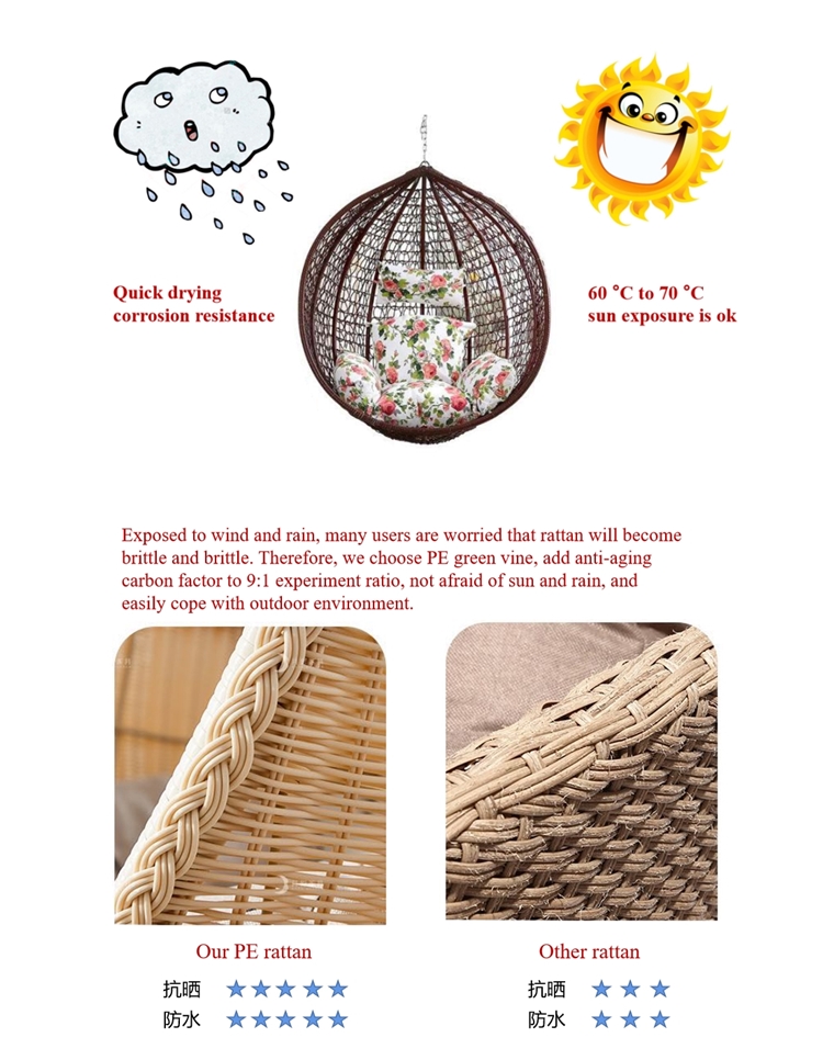 Modern Moon Shape Hammock Outdoor Rattan Garden Patio Swing Furniture Hanging Chair Darwin for Hotel Villa Courtyard