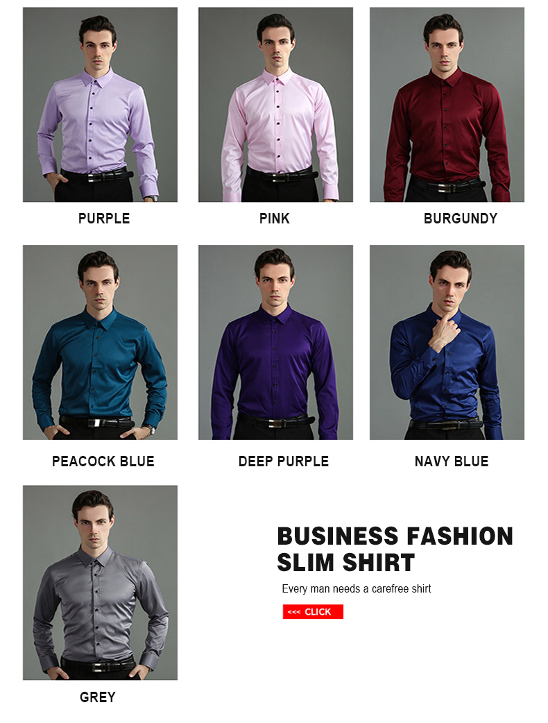European Men's Four-Sided Elastic Non-Ironing Long-Sleeved Shirt for Effortless Style