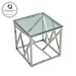 Square 55x55x55cm Stainless Steel Side Tables Clear Glass Home Furniture