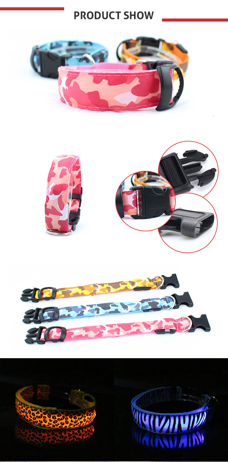 Flashing Light Up LED Dog Collar / OEM Illuminated Dog Collar Leash