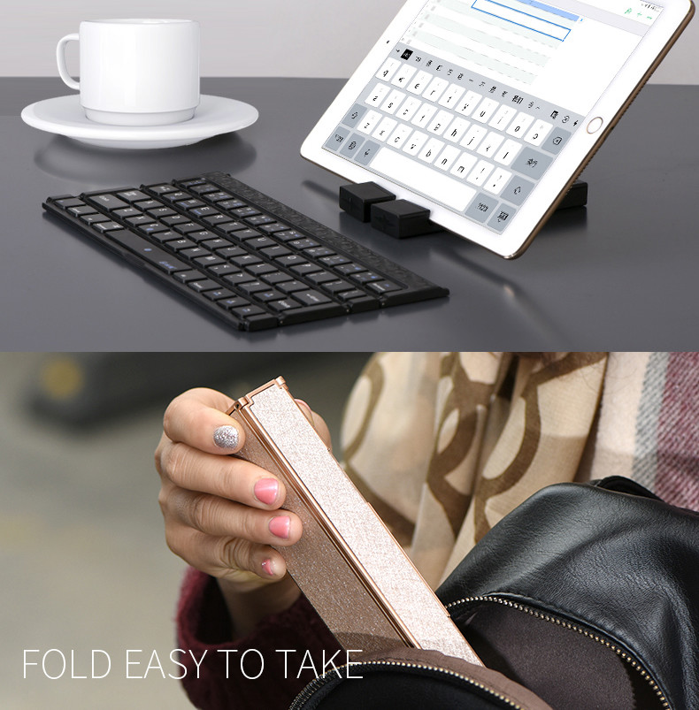 Single Item Folding Bluetooth Keyboard 180mAh Li - Ion Battery With Stand Holder