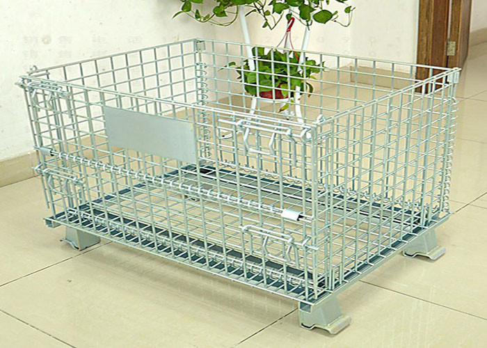 2 swivel Folding Wire Container , SGS Pallet Mesh Container