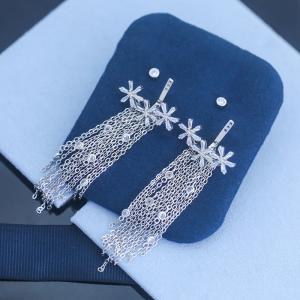 Quality Polished S925 Snowflake Fringe Sterling Silver Tassel Earrings 1.5cm wholesale