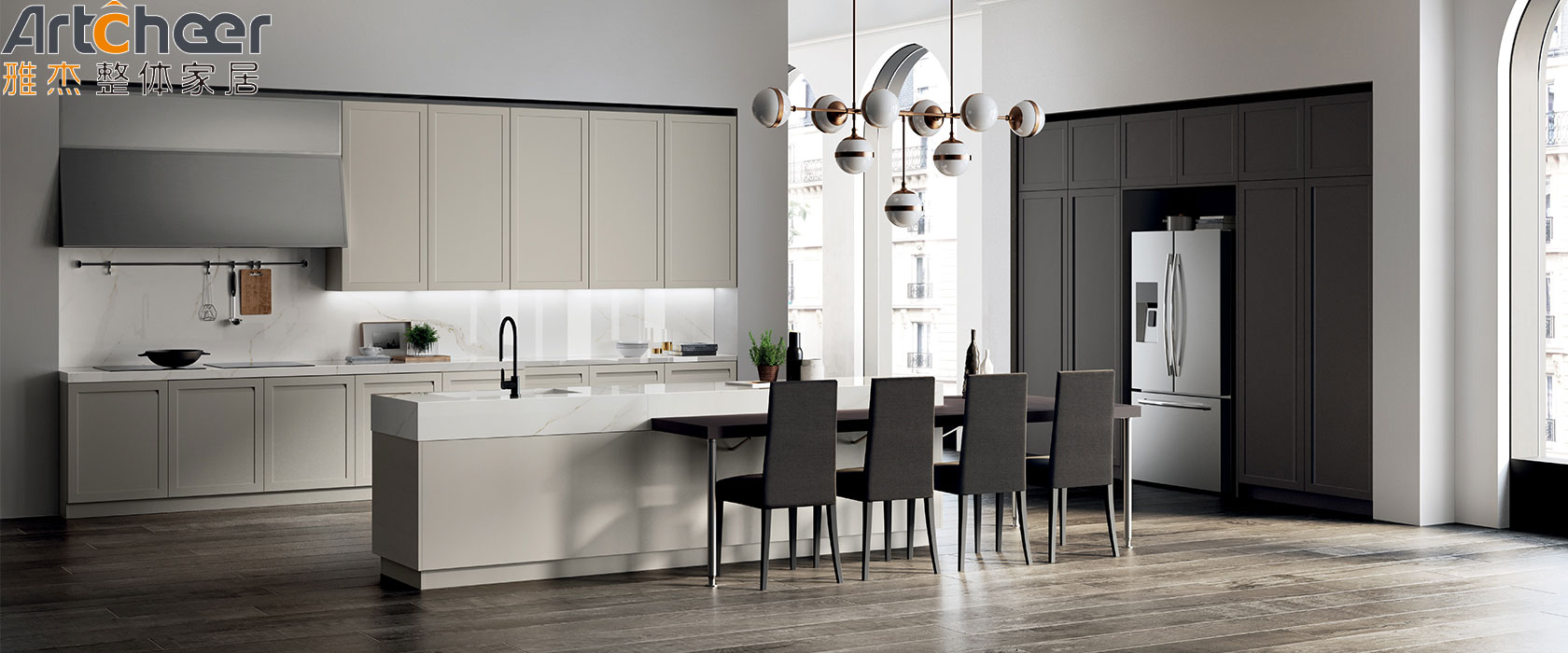 2023 Modern Classic Design Oak Solid Wood Kitchen Cabinets with Ogee Edge Countertop