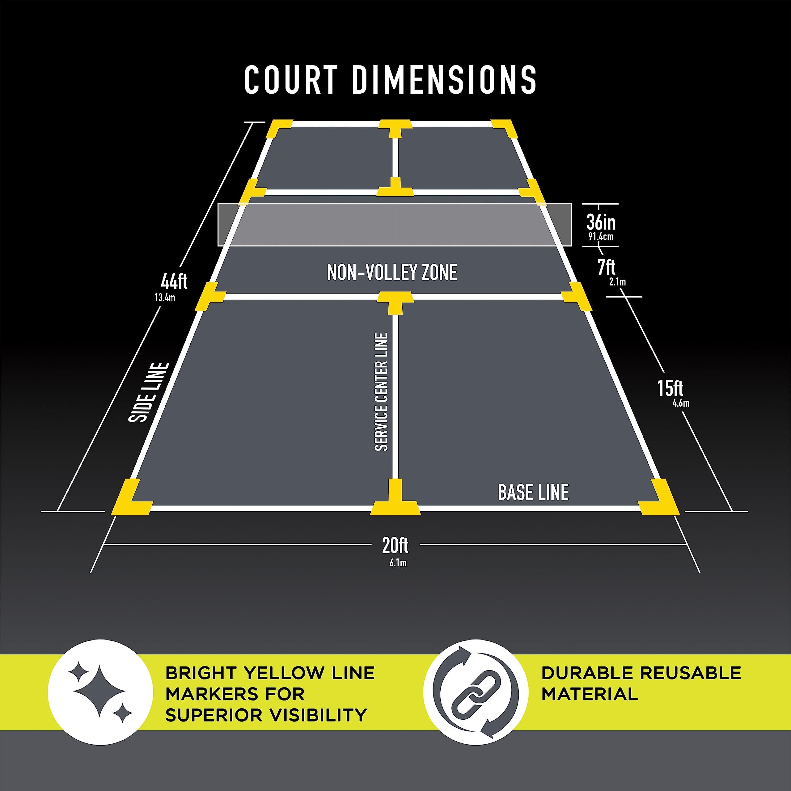 pickleball court marker kit markings pickleball court marking Temporary portable line markers how to mark positions paddle