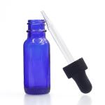 Massage Oil 15ml Glass Boston Round Bottles With Dropper Cap Blue Color