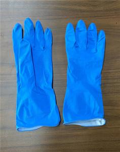 Quality Spray Flocklined M60g Blue Household Rubber Gloves For Cleaning wholesale