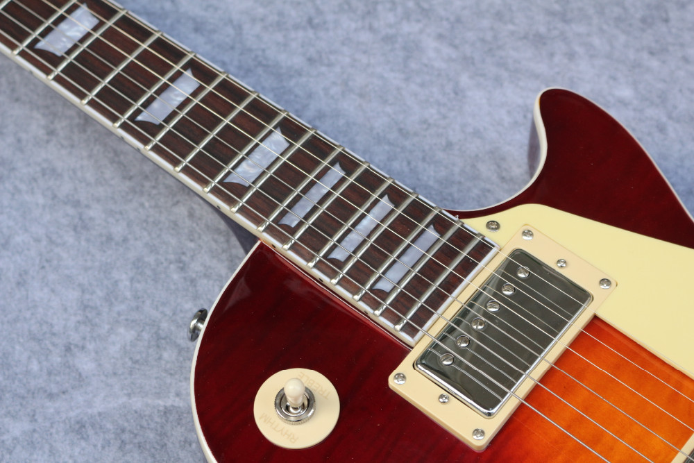 LPaul R9 Tiger Flame les Electric guitar with Chrome hardware, Maple body LP standard guitar,Free shipping