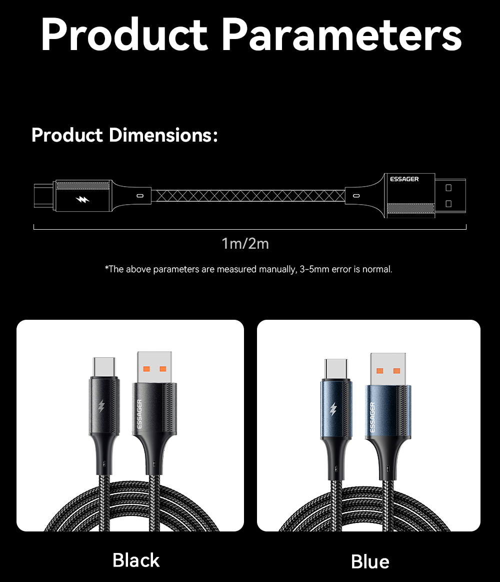 120W USB A To C Cable PP USB C Charging Cord ESSAGER ES-X45 Series