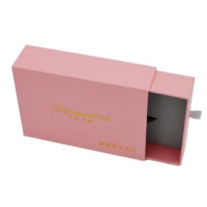 Quality Leatherette Cosmetic Gift Box Packaging 400gsm Paper Drawer Rigid Pink Match Box Push Pull wholesale
