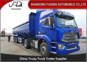 Quality Transport Sand Stone Coal Dump Trailer Truck 3 Axles 80 Tons In Blue And Red wholesale