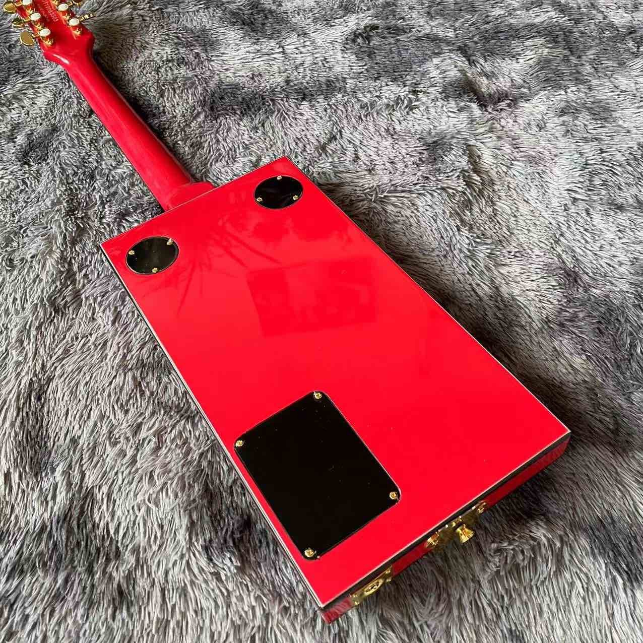 Custom Grand G6138 Bo Diddley Electric Guitar Ebony Fingerboard Firebird Red Color